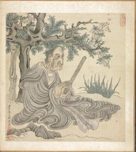 陈洪绶《古代人物画合集二》,1650年,绢本水墨,克利夫兰艺术博物馆