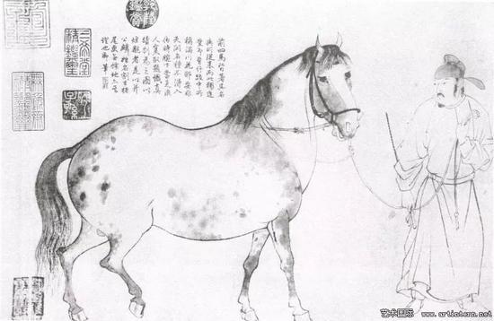 图3 李公麟,《五马图》,局部,宋,藏地不详