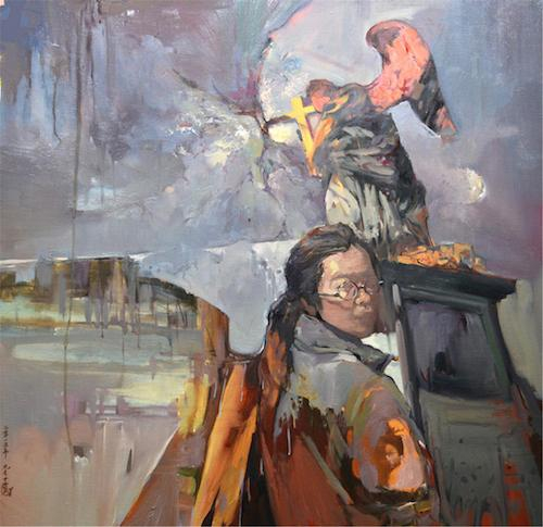 隐秘的交流——组画二《乡愁》100×100cm布面油画