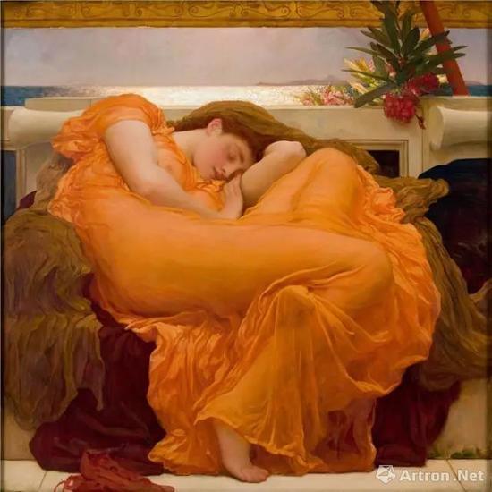 莱顿《燃烧的六月》,油画,1895年,120.6 × 120.6 厘米,波多黎各彭斯艺术博物馆