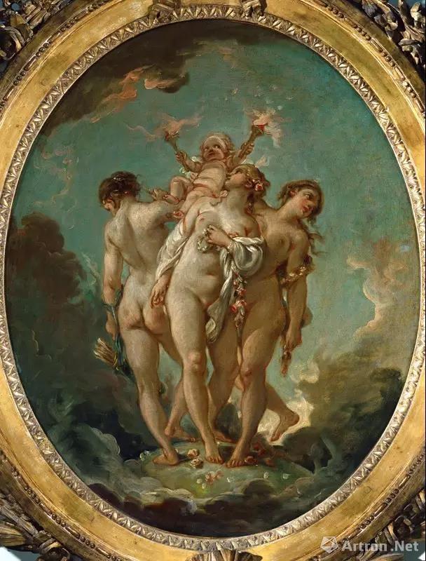 布歇《美惠三女神托起爱神》,约1759,油画,80-×-65-厘米,法国卢浮宫博物馆