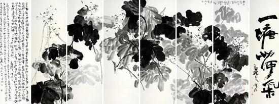 A Pond with the Fragrance of Lotus一塘荷气, 2006, ink on paper, 190 x 520 cm © 曹俊