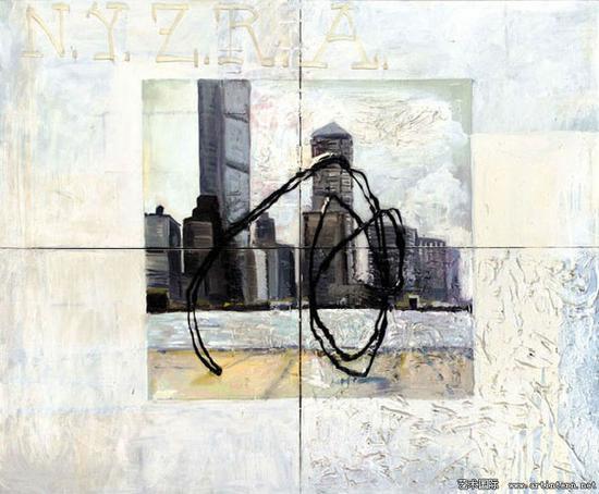 马丁﹒基彭伯格《纽约天际线》(NYZRA),155x180cm,1985