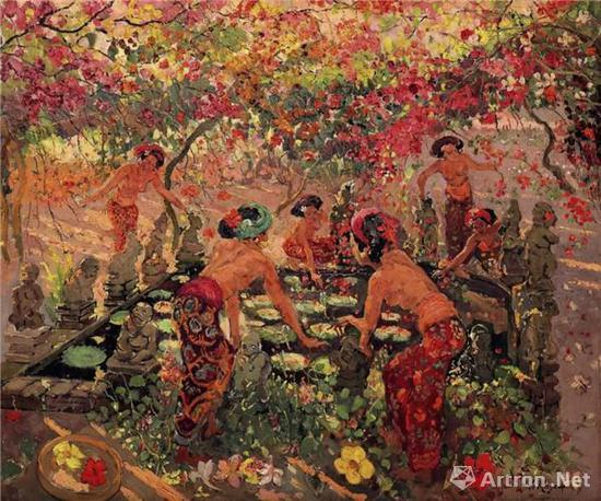 勒迈耶(Adrien-Jean Le Mayeur de Merprès)《莲花池畔》