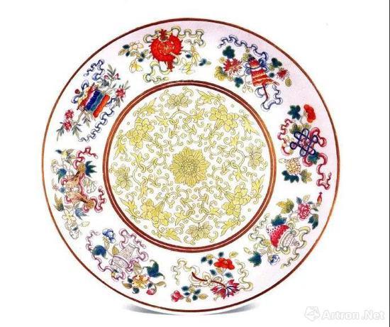 清宣统粉彩八吉祥纹盘