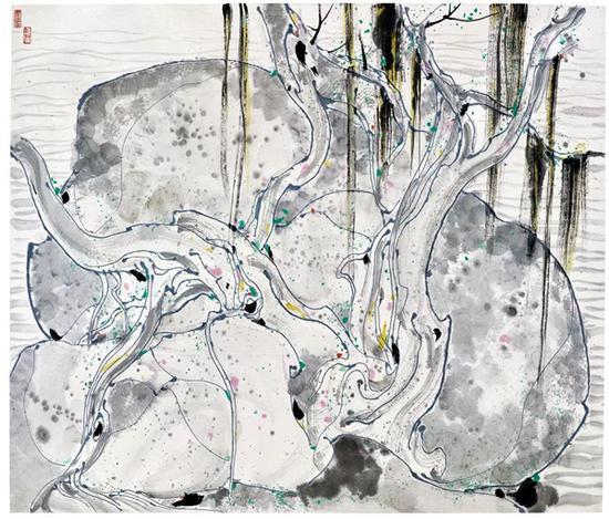 1987 年作水墨设色纸本95.5 x 112.5 cm。HK$ 6,000,000 - 10,000,000