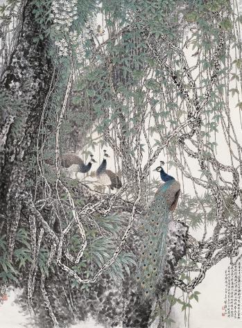 方楚雄《密林探幽》248cm×188cm纸本设色2009年