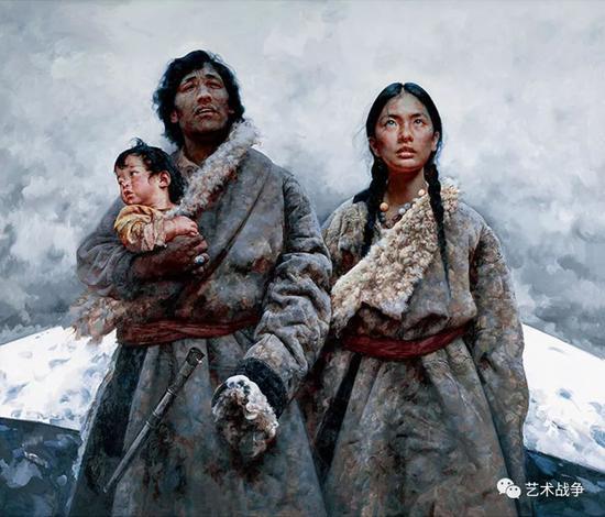 (下图为《圣山》油画原作,上为其素描手稿)