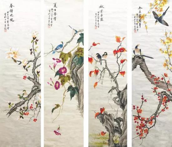 凌雪 《春夏秋冬四条屏》