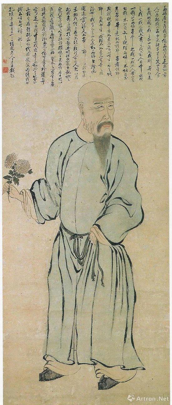 (清)罗聘《袁枚像》,纸本设色,158.5厘米×66.7厘米,日本京都国立博物馆藏