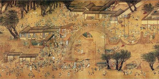 图19:仇英 清明上河图-虹桥 辽宁博物馆藏