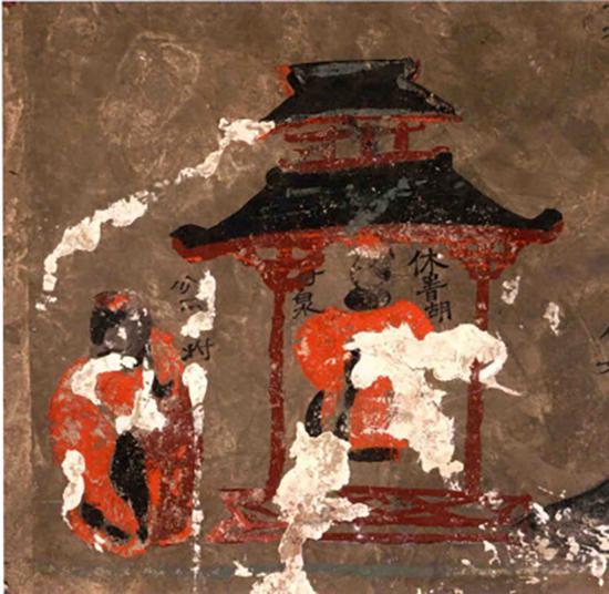 图9 和林格尔壁画墓“金日磾拜母像”壁画
