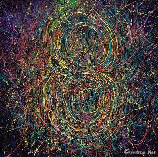 曾梵志,《8》,布面油画,120 x 120 厘米,2018年