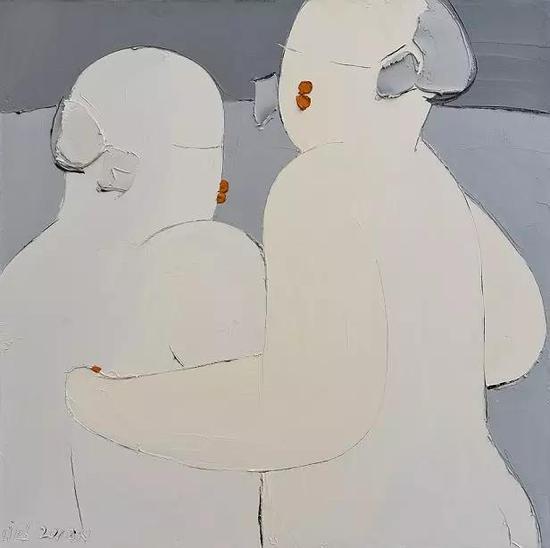作品九,布面油画,100X100cm,2018