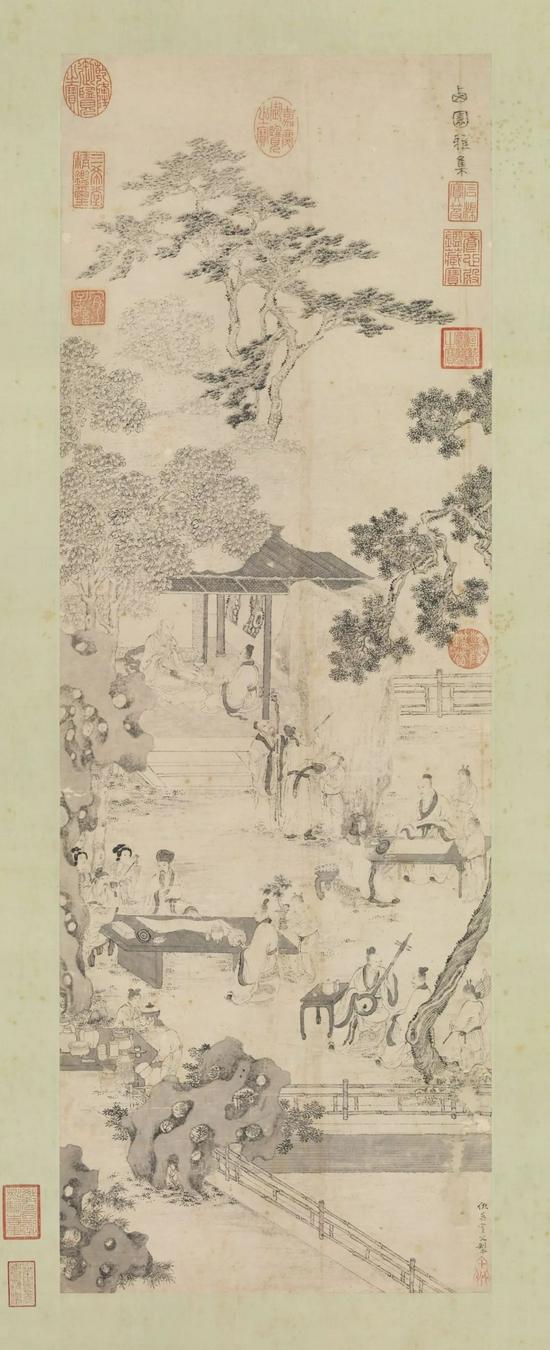 明 仇英 西园雅集图 纸本 轴 水墨 86.6x30cm 台北故宫博物院藏