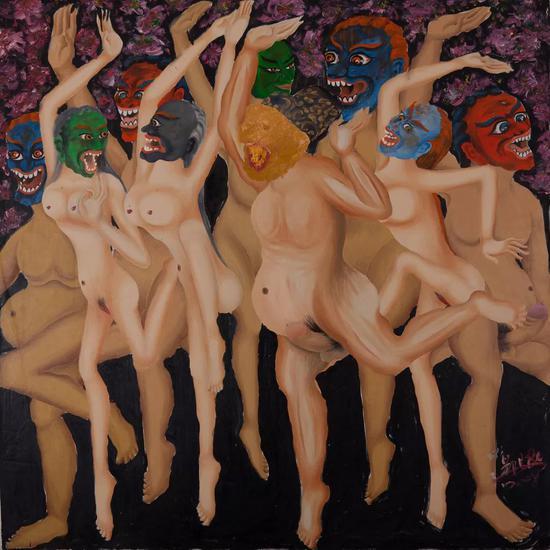 《人兽都疯狂之人兽两难》 布面油彩 190x190cm 2009