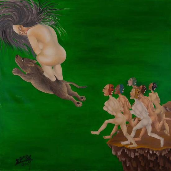 《人兽都疯狂之人兽同归》 布面油彩 190x190cm 2012