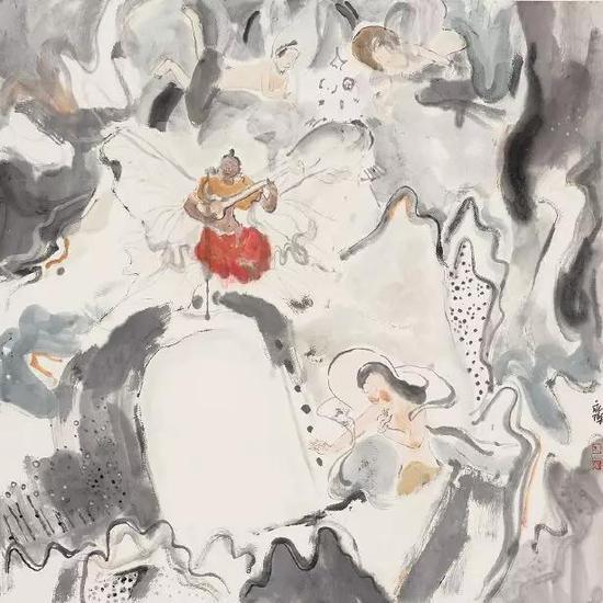 乐,纸本水墨,70x70cm,2019