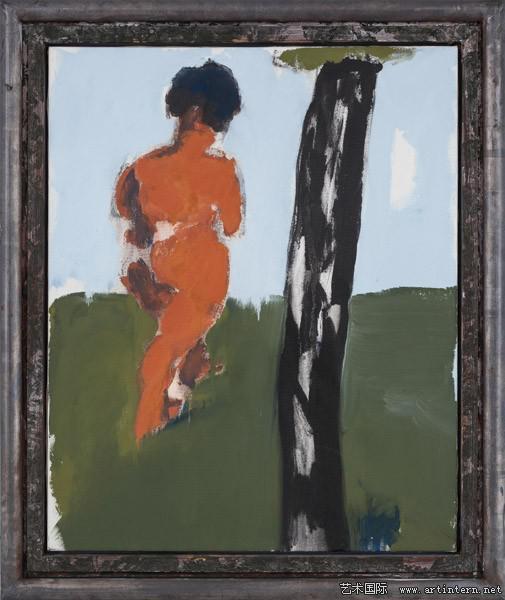 吕佩尔兹《抛弃I(夏娃)》“Abkehr I (Eva)” 布面油画,100 x 81 cm,2008