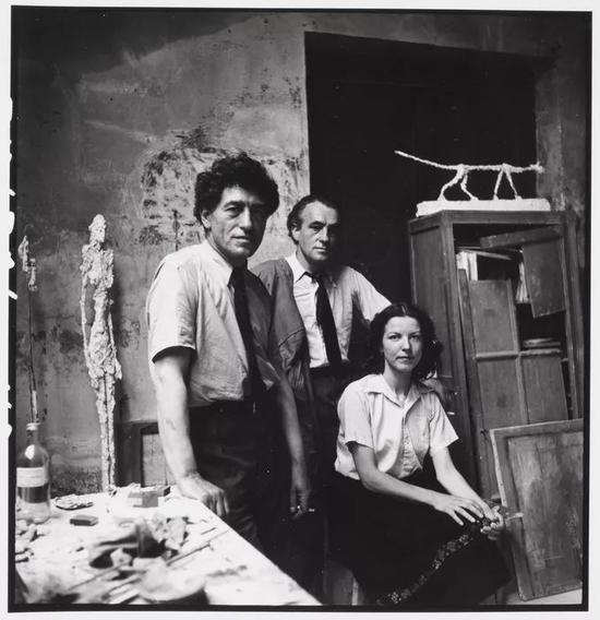 Alberto Giacometti, Diego Giacometti and Annette Arm (1951)