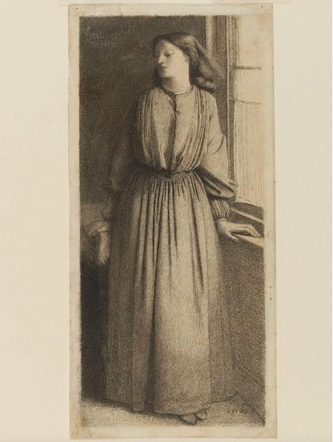 罗塞蒂画的西达尔,钢笔画,1854