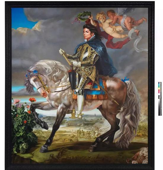 艺术家Kehinde Wiley,《Equestrian Portrait of King Philip II(Michael Jackson)》,2010。图片:Credit: Olbricht Collection。 Courtesy of Stephen Friedman Gallery, London and Sean Kelly Gallery, New York