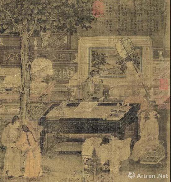 (宋) 佚名 十八学士图(局部) 绢本设色 纵28厘米 横437厘米 台北“故宫博物院藏”