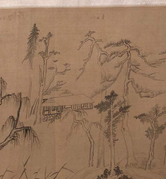 上博正在展出的董其昌课徒山水稿(局部)
