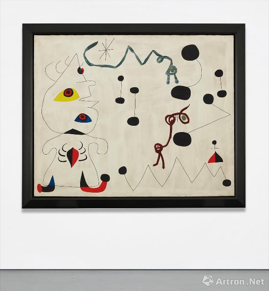 胡安·米罗(Joan Miró)作品 布面油画 129.9 x 162.6 cm 1945年作