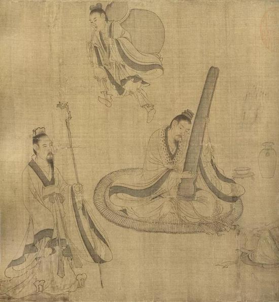 (宋)佚名 摹顾恺之斫琴图(局部) 绢本墨笔