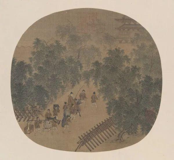 宋 佚名 春游晚归图 绢本 团扇 设色 24.2x25.3cm 故宫博物院藏