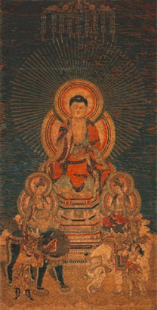 刺绣释迦三尊像