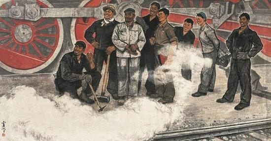卢沉 《机车大夫》 135×269cm 纸本设色 1964年 北京画院藏