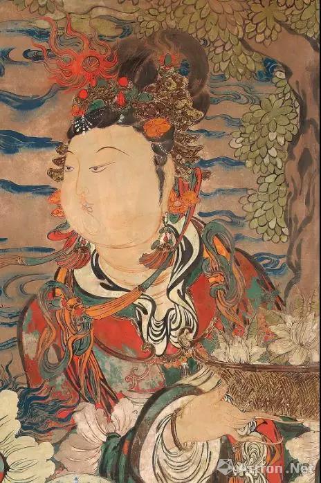 沥粉彩绘仙人朝奉图壁画(局部)