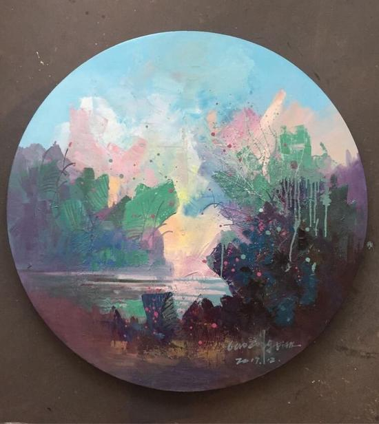 美丽遇见在新世界 100x100cm布面油画