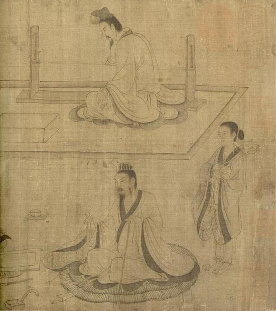 (宋)佚名 摹顾恺之斫琴图(局部) 绢本墨笔