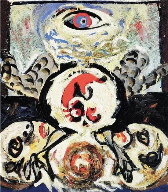 杰克逊·波洛克 鸟 70.5×61.6cm 布面油彩和沙子1938-1941 纽约现代艺术博物馆