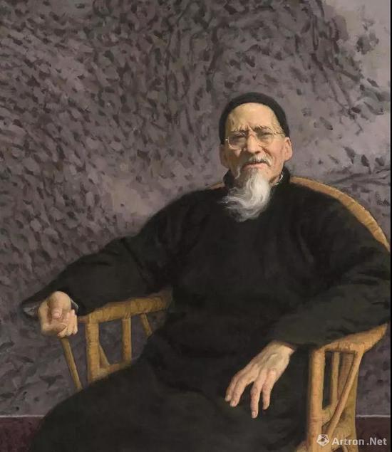 《晚年黄宾虹》 115×99cm 布面油彩 1996年