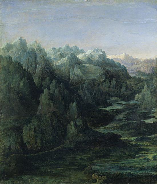 《山岳风景》、阿尔布雷希·阿尔特多费尔,木板油画,约1530年