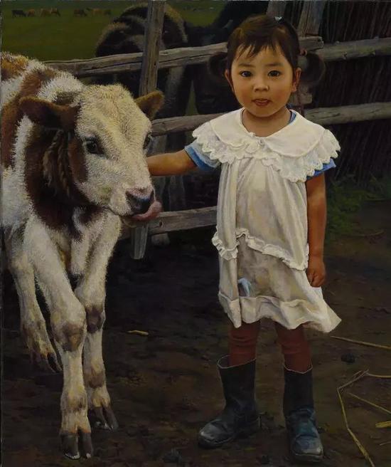 童年的玩伴 布面油画 45.5X38cm 2009年
