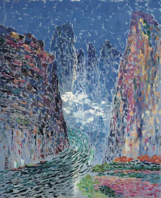 周碧初,《小三峡》,1984,布面油彩,79×60cm,艺术家家属收藏