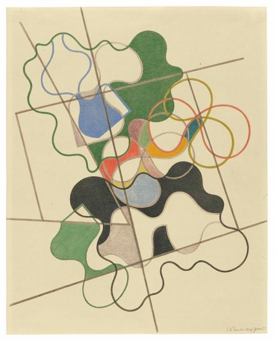 苏菲·陶柏-阿尔普,《Geometric and Undulating》,1941年