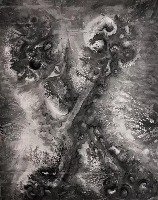 侯拙吾 Hou Zhuowu ‘X’架构的图式练习系列之四 The Schema practice of ‘X’ Series No.4 宣纸水墨 Chinese Ink on paper 180.5×143.5cm 2017