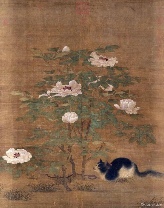 宋人《富贵花狸》轴 141x107.5cm 全幅长 122cm,现藏于台北故宫博物院