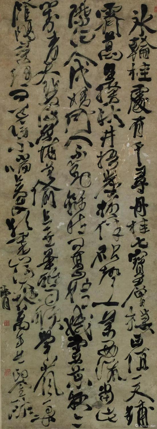 ▲徐渭 草书咏月词轴 明 纸本 纵208厘米,横79厘米