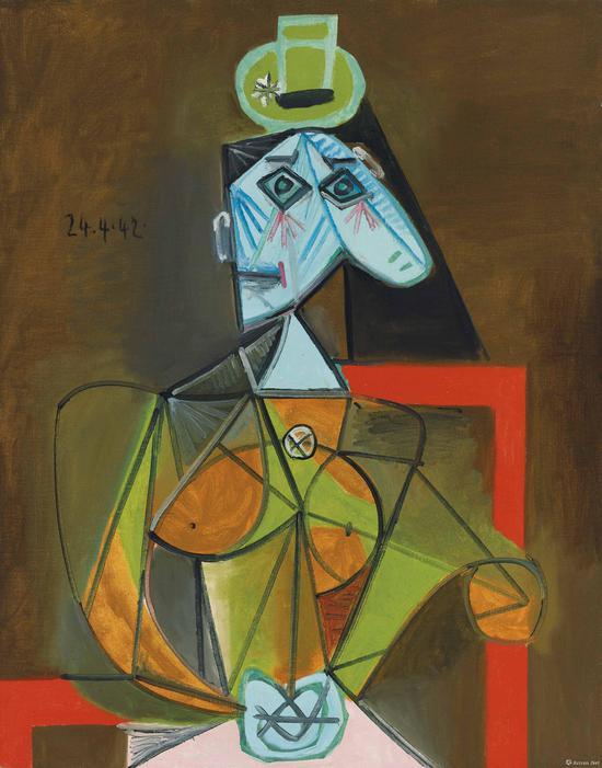 巴布罗·毕加索作品油彩 画布 92 x 73 cm。 1942年4月24日作于巴黎