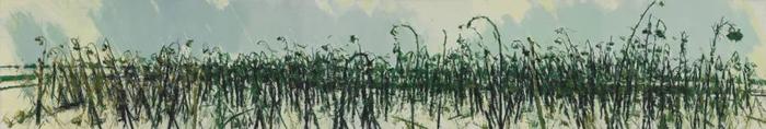 《雪平线之二》,布面油画,50 × 300 cm,2014