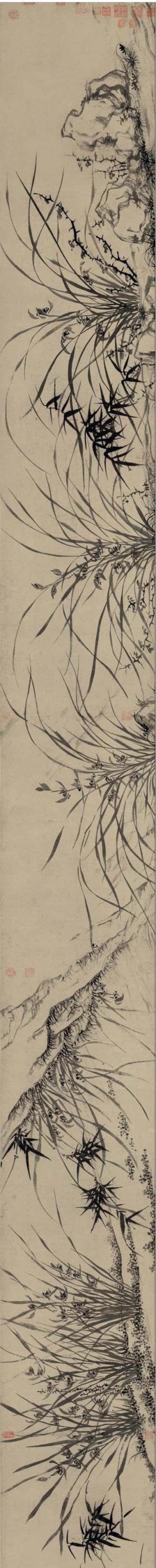 明 文徵明《漪兰竹石图卷》(局部)