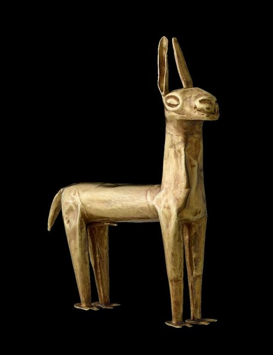 微型金制美洲驼像,印加帝国,公元1500年