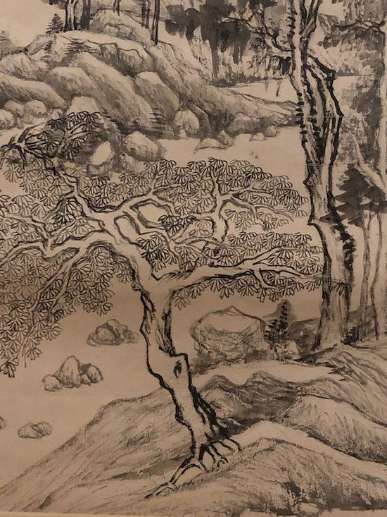 董其昌《青卞图》(局部),立轴,纸本水墨,1617年。